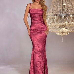 Red Formal Satin Maxi Dress